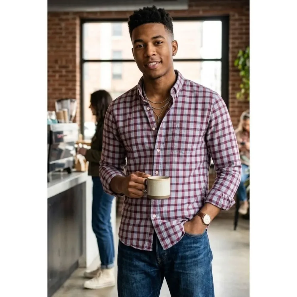 J. Crew Plaid Slim Fit Button Down Long Sleeve Shirt Men's Size Large